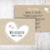 Hochzeitseinladungen beige - Maria mit Herzen auch in blush, grün, violett erhältlich. Die Hochzeitseinladungen Maria mit Herzen gibt es in 4 Farben. Gestalte deine Einladungskarten in drei einfachen Schritten in unserem Designertool fertig. | starhochzeit.de