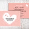 Hochzeitseinladungen blush hellrosa - Maria mit Herzen auch in beige, grün und violett erhältlich. Die Hochzeitseinladungen Maria mit Herzen gibt es in 4 Farben. Gestalte deine Einladungskarten in drei einfachen Schritten in unserem Designertool fertig. | Mustertext | starhochzeit.de