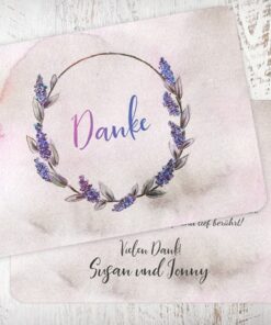 Dankeskarte, Danksagungskarte Susan und Jonny 2Seiten quer , Ecken veredelt, abgerundet