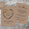 Save the Date Karte, Blumenherz, Kraftpapier, Vintage, Banderole, Date Karten