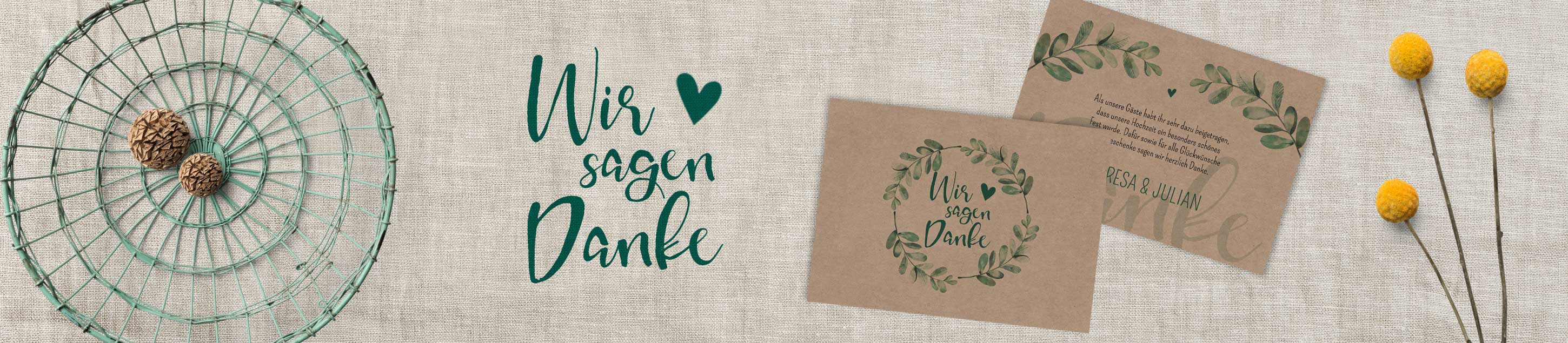 Dankeskarten Hochzeit Kraftpapier, Dankeskarten Kraftpapier